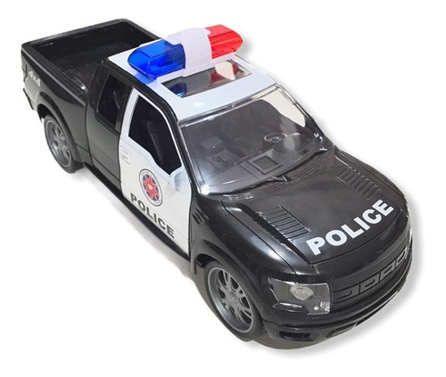 Camionete Controle Remoto Policia Bateria Recarregável 34cm Cor Preto e Branco