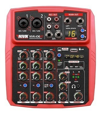 Consola Mixer Novik Nvk-i06bt 6 Canales Bluetooth Usb