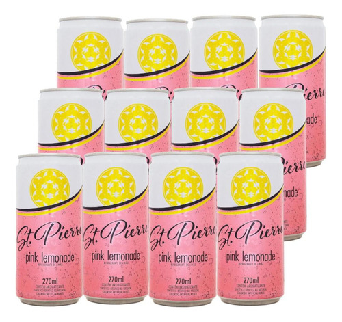 Kit 12 Agua Tônica St Pierre Pink Lemonade Lata 270ml