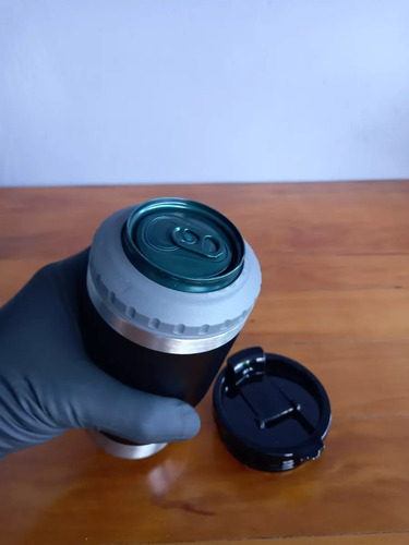 Copo Térmico 420ml Suporte Long Neck Latinha Latão E Abridor Preto Vermelho Azul Verde Lisa