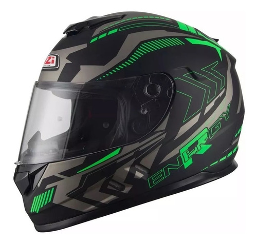 Casco Moto Integral Nzi Fusion Energy Verde 1 Visor Siamotos