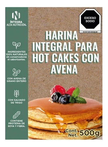 5 Pza Harina Para Hot Cakes Alta Nutrición Integral Con Aven
