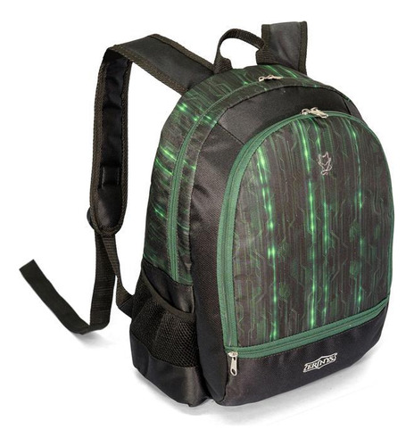 Mochila Erinys Alec Ls Mo4517 Preto Com Verde E 5 Divisões