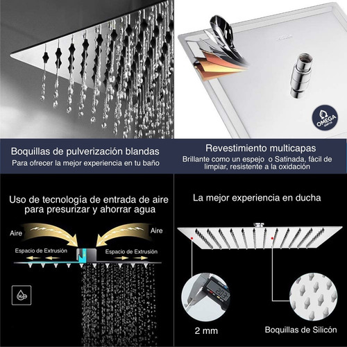 Ducha Regadera 40 X 40 Cm Omega Grifos® Acero Inox. Cromo