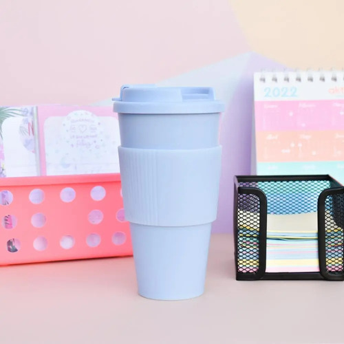 Vaso De Plástico Doble Capa Con Banda De Silicona