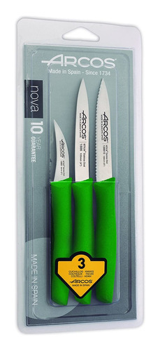 Set De Cuchillos Mondadores Cocina Arcos Premium Verde 