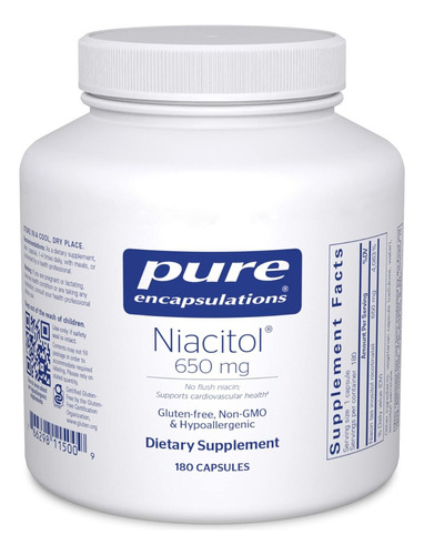 Niacitol 650 Mg Pure Encapsulations 180 Cápsulas