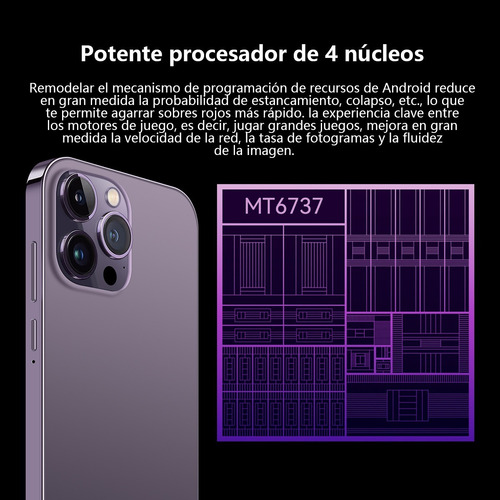 Teléfonos Inteligentes Android 4g I14 Pro De 6.8 En Ram1gb Y Rom8gb Púrpura