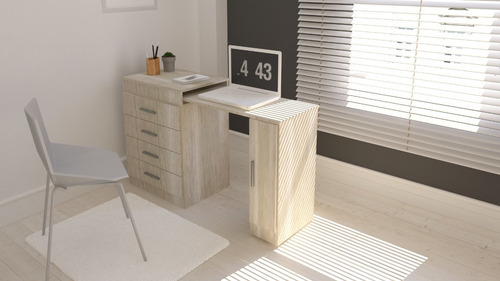 Imagen 3 de 10 de Escritorio Extensible Multiuso Con Cajonera Y Estantes Hel+