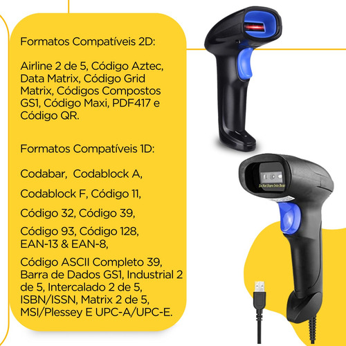 Leitor De Código De Barras 2d 1d Usb Pc E Celular Qr Code