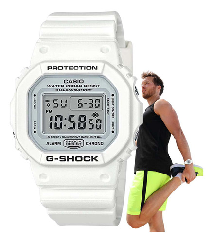 Relógio Casio G-shock Masculino Digital Branco Dw-5600mw-7dr