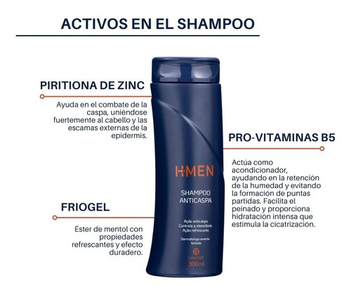 Imagen 3 de 5 de Shampoo Anticaspa Hmen Hinode Control De Grasa Refrescante