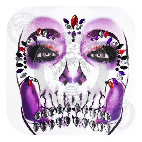 Gemas Piedras Adhesivas Rostro Glitter Halloween Calavera C4