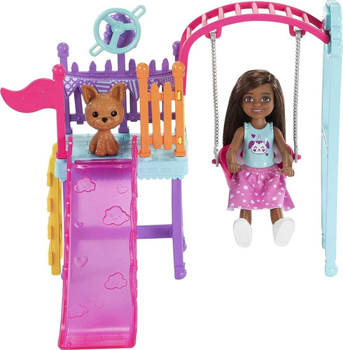 Barbie Chelsea Columpio, Tobogán Y Mascota Mattel