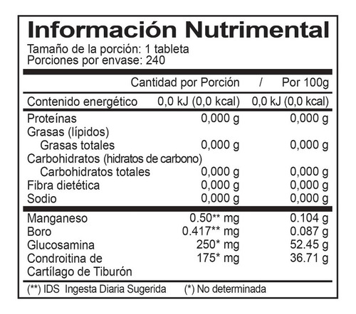 Imagen 5 de 5 de Glucosamina Condroitina + Boro Y Manganeso 240 Tabletas