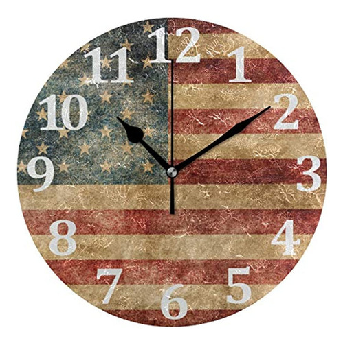 Baofu - Reloj De Pared Con Diseño De Bandera Americana