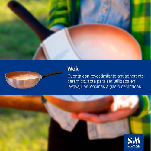 Imagen 3 de 9 de Wok Ceramica Antiadherente Hudson 28cm Silmar