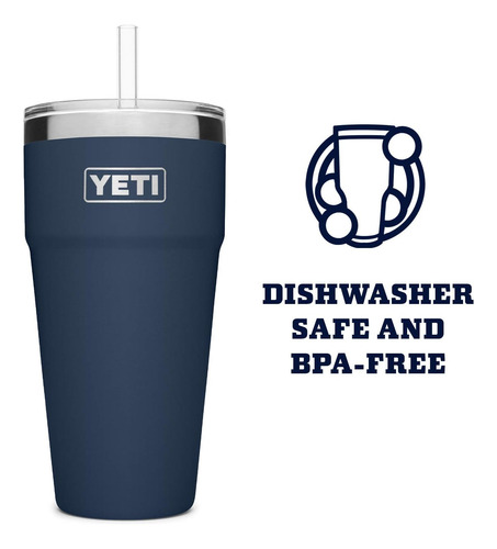 Vaso Yeti Rambler 750 Ml Aislada Con Popote, Acero, Azul ...