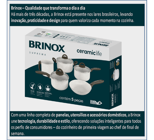 Jogo De Panelas Antiaderente/ceramica/alumíno/brinox 5pçs
