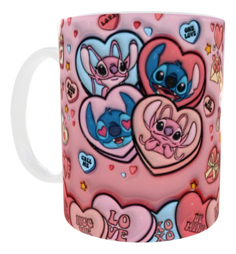 Taza Stitch Dia Enamorados Mod 02 (no Tiene Relieve La Taza)