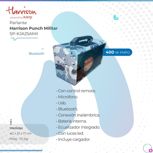 Parlante Bluetooth Usb Harrison Punch (sp-kja25amil)