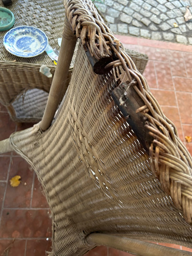 Lote De Tres Sillones Rattan Para Restaurar Precio X 3 Marrón Trenzado (Usado)