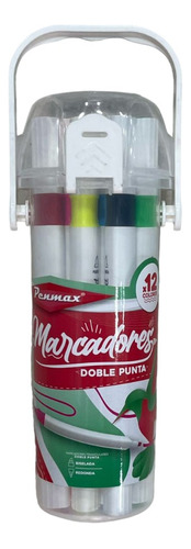 Marcador Plumón Doble Punta Penmax X 12 Colores