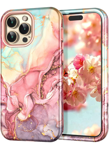 Funda Btscase Para iPhone 14 Pro Max Rose Gold Marble