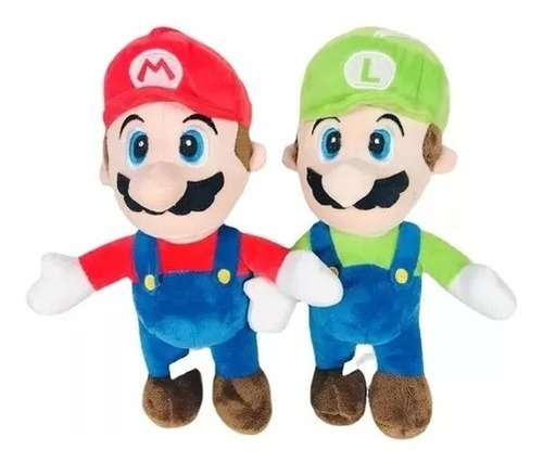 Pak 2 Peluches Mario Bros + Luigi 25 Cms Super Mario Regalo 