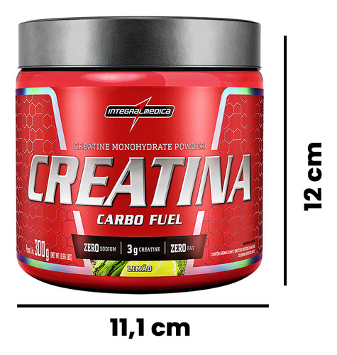 Creatina Integralmédica 300g Sabor Limão Força Esportes Foco
