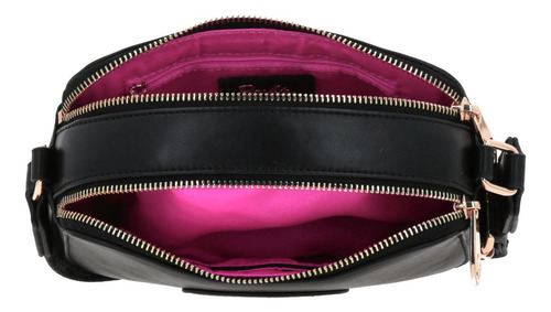 Bolso Crossbody Barbie Gorett Larissa Color Negro Br25061-3 Acabado De Los Herrajes Níquel Diseño De La Tela Liso