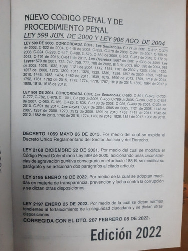 Imagen 2 de 3 de Codigo Penal Y De Procedimiento Penal Original