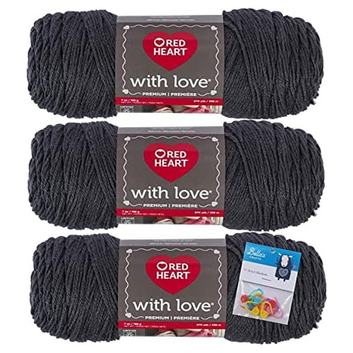 Yarn  With Love Yarn - Platinum - 3 Pack Bundle With Be...