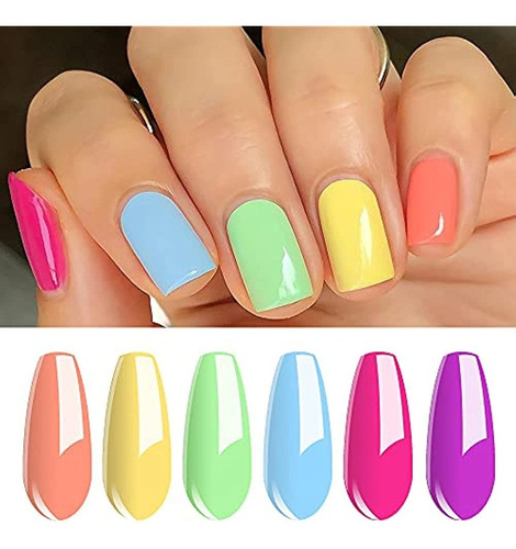 Vishine Gel Nail Polish Kit- 6 Colores Rainbow Sweet Candy S