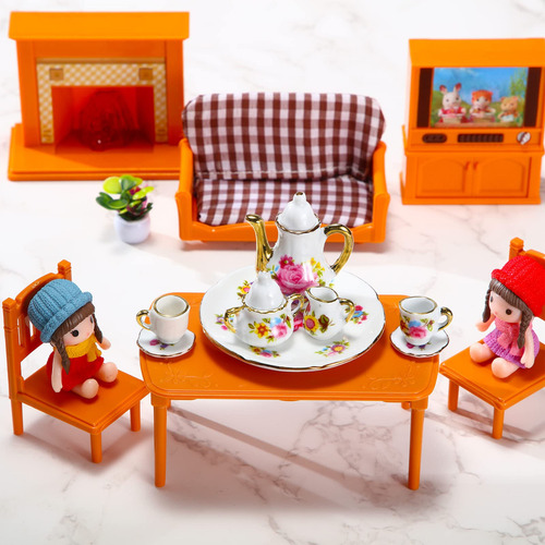 Juego De 2 Tazas De Té Miniatura 112 Porcelana Decoración Mu
