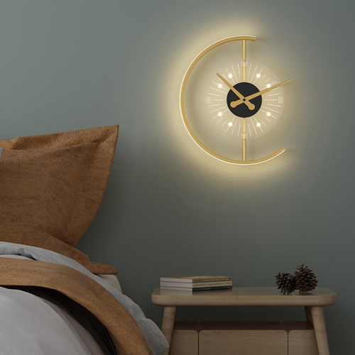 Lámpara De Pared Con Reloj Nórdico, Luz Cálida, Luz De