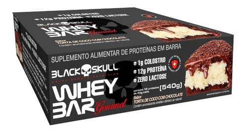 Whey Bar Barra De Proteína Gourmet C/ Colostro  C/ 12 Sabor Torta De Coco Com Chocolate