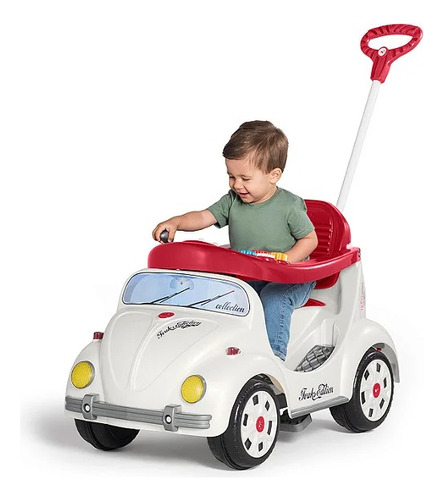 Carrinho De Passeio Empurrar Fusca Branco Calesita Pedal