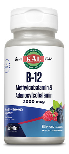 Kal B-12 Methylcobalamin & Adenosylcobalamin Activmelt 2000