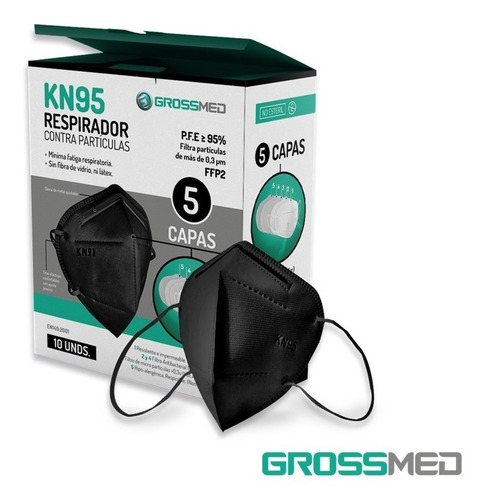 Respirador Contra Partículas Kn95 Grossmed - Negro 