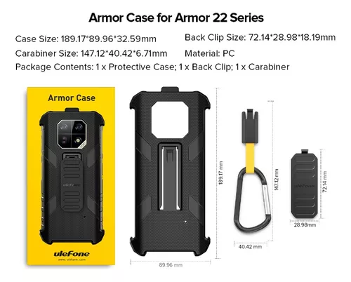 Para Ulefone Armor 21 Ulefone Back Clip Phone Case con mosquetón (negro)