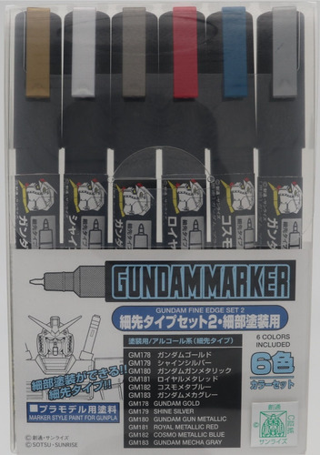 Pintura Modelismo Gundam Marker Fine Edge Set 6 Set