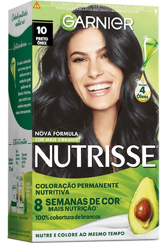 Kit de coloración permanente nutritiva Tom 10 Onix de Garnier Nutrisse, color negro