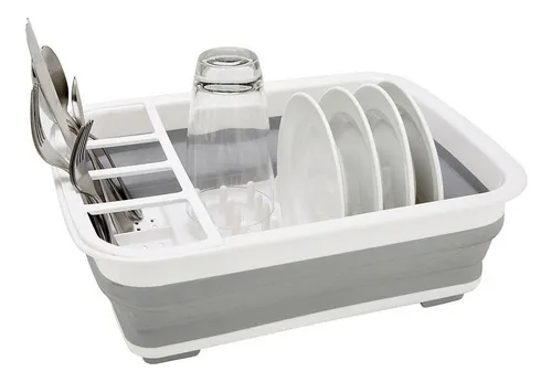 Secaplatos Escurridor Silicona Plegable Platos Vajilla Piu Color Blanco Con Gris