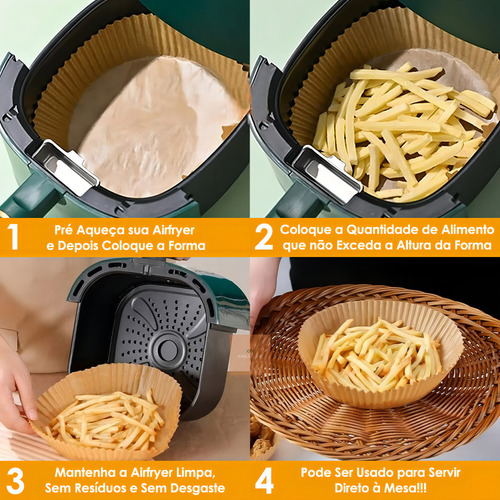 Forro Papel Tapete Airfryer Antiaderente Descartável 50un