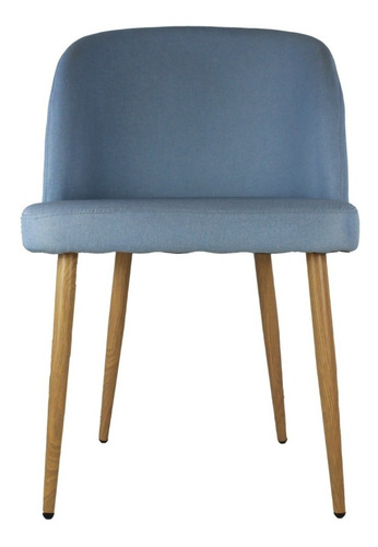 Set 2 Sillas Acojinadas Tapiz Tela Para Comedor O Sala Estructura de la silla Madera Asiento Azul Diseño de la tela Lino