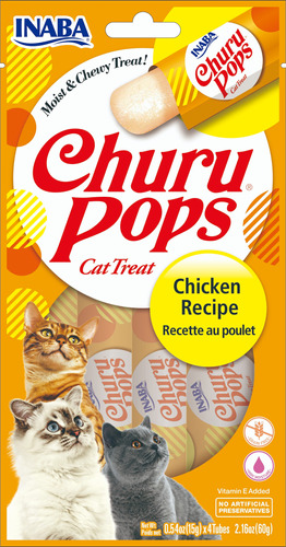 Snack Para Mascotas Gatos Churu Pops Pollo 12 Tubos Inaba