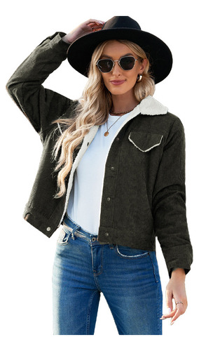 Chaqueta Vintage De Pana Estilo Camisero Para Mujer