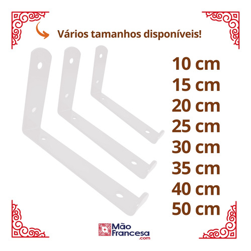 Mão Francesa Invertida 20cm 5mm 6 Peças Reforçada Industrial