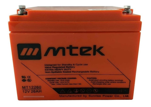 Bateria 12v 26ah Mtek Mt12260